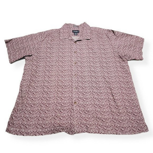 Eddie Bauer Tribal Type Print Button Up Shirt Hawaiian Style XXL Weathered Linen